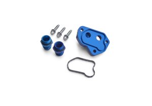 Ford Mustang Oil Filter Adapter - Ford Racing - Billet Aluminum, Remote - Blue - `15-`25